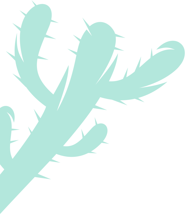 turquoise cactus graphic on left side